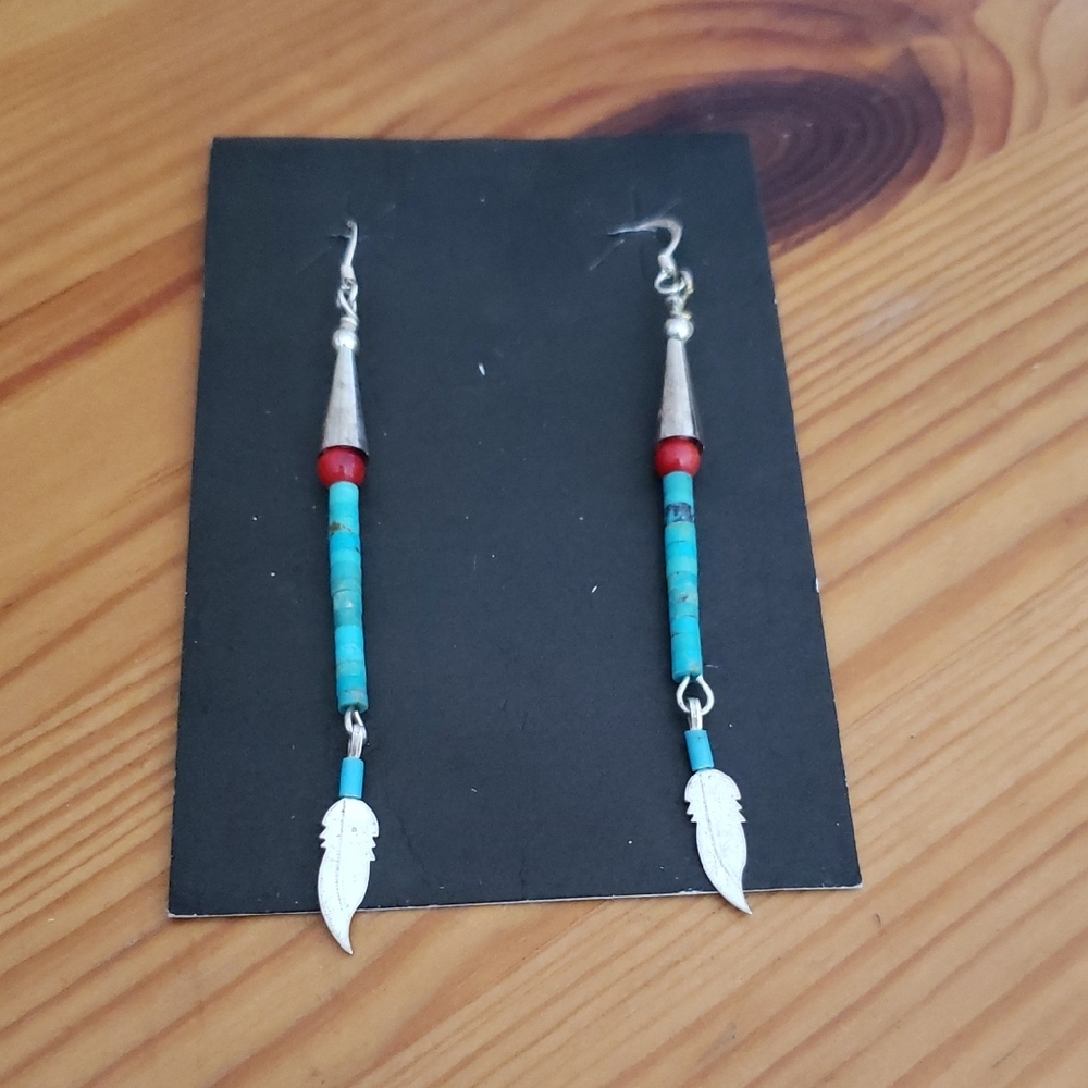Native American Sterling And Turquois Earringd
